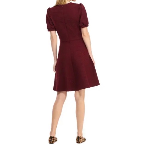 Gal Meets Glam Red Vino Kristen Puff Sleeve Fit And Flare Pocket Dress, Size 12 - Picture 2 of 16